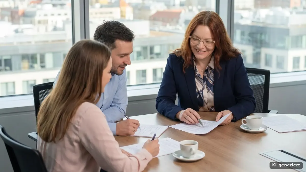 Paar im Gespräch mit einer Beraterin