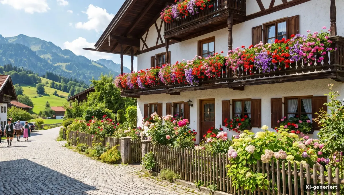 Einfamilienhaus mit Blumenbalkonen